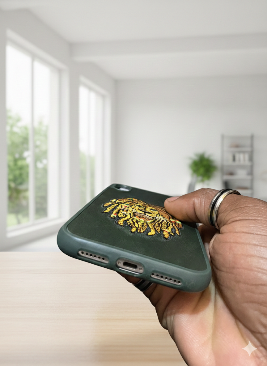 Pochette iPhone XR Lion Rasta - Cuir Premium