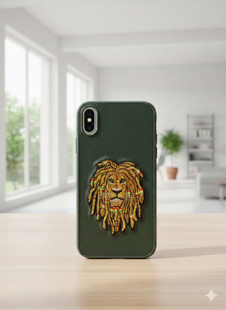 Pochette iPhone XR Lion Rasta - Cuir Premium