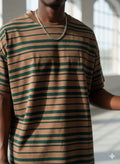 T-shirt Rayé Beige & Vert - XXL