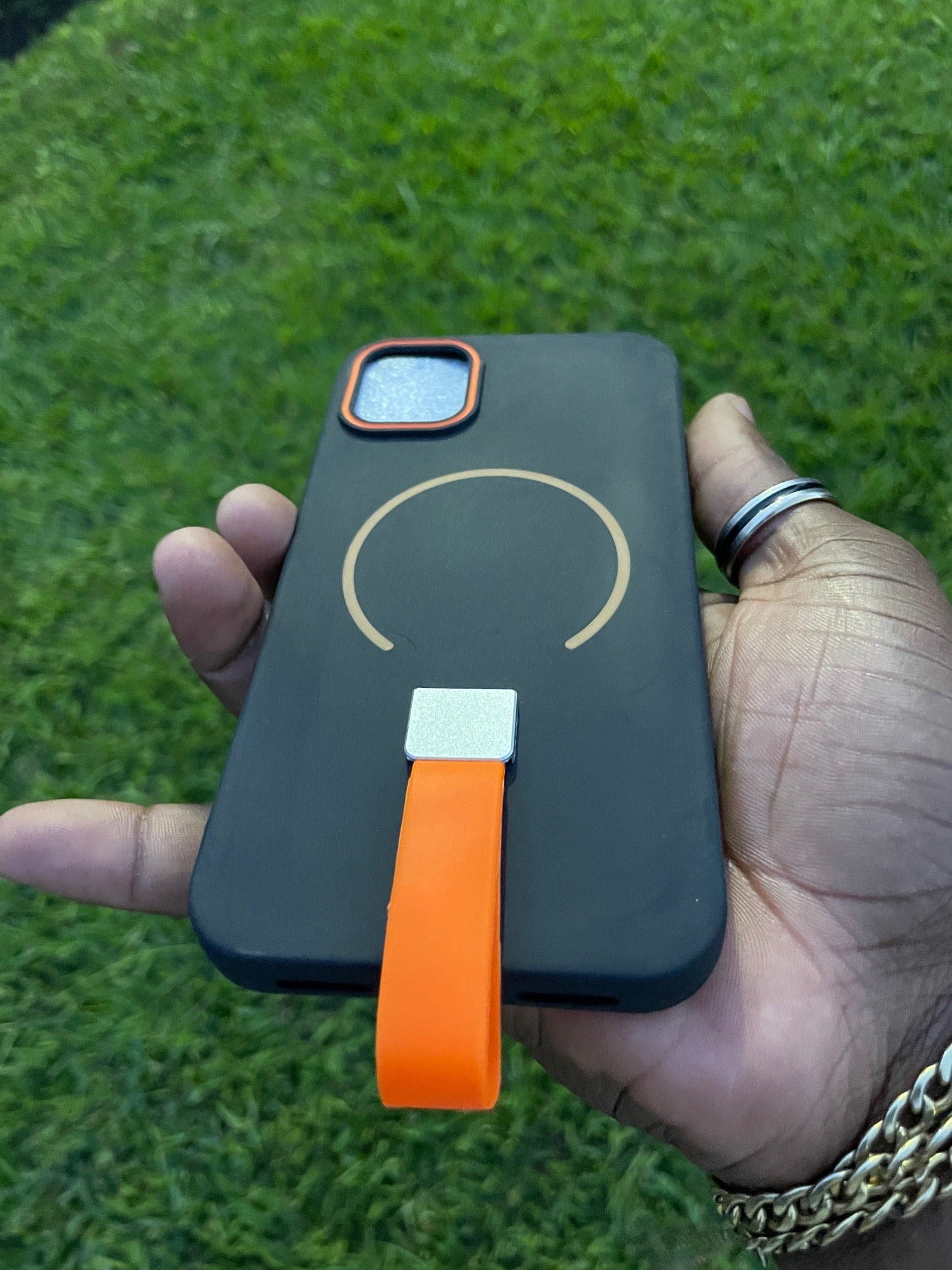 Pochette iPhone Noir Orange MagSafe avec Sangle 🧡🖤