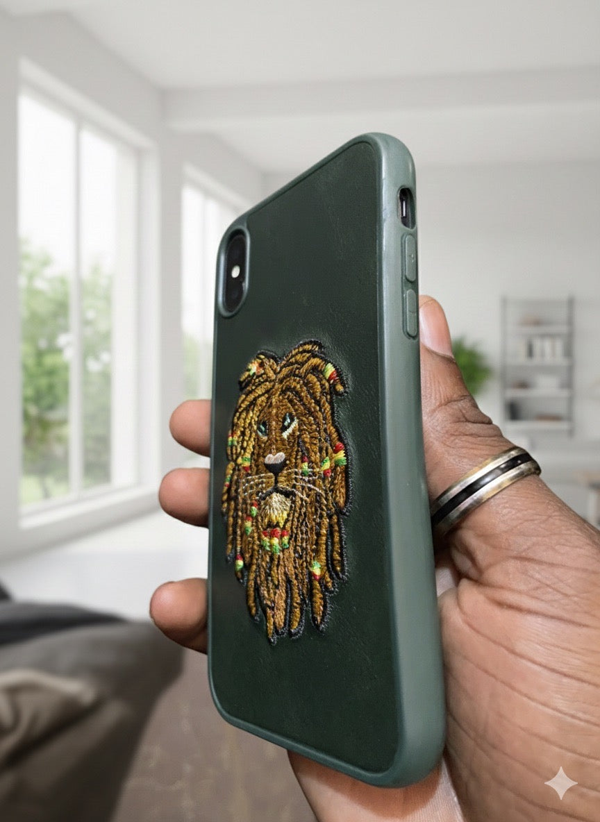 Pochette iPhone XR Lion Rasta - Cuir Premium