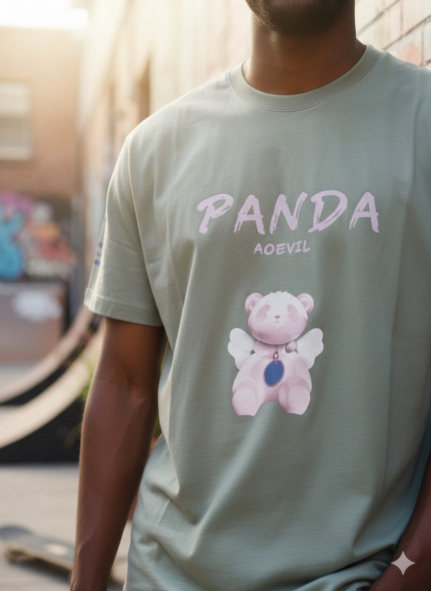 T-Shirt Panda RDEVIL - Vert Sauge Oversize XXXL