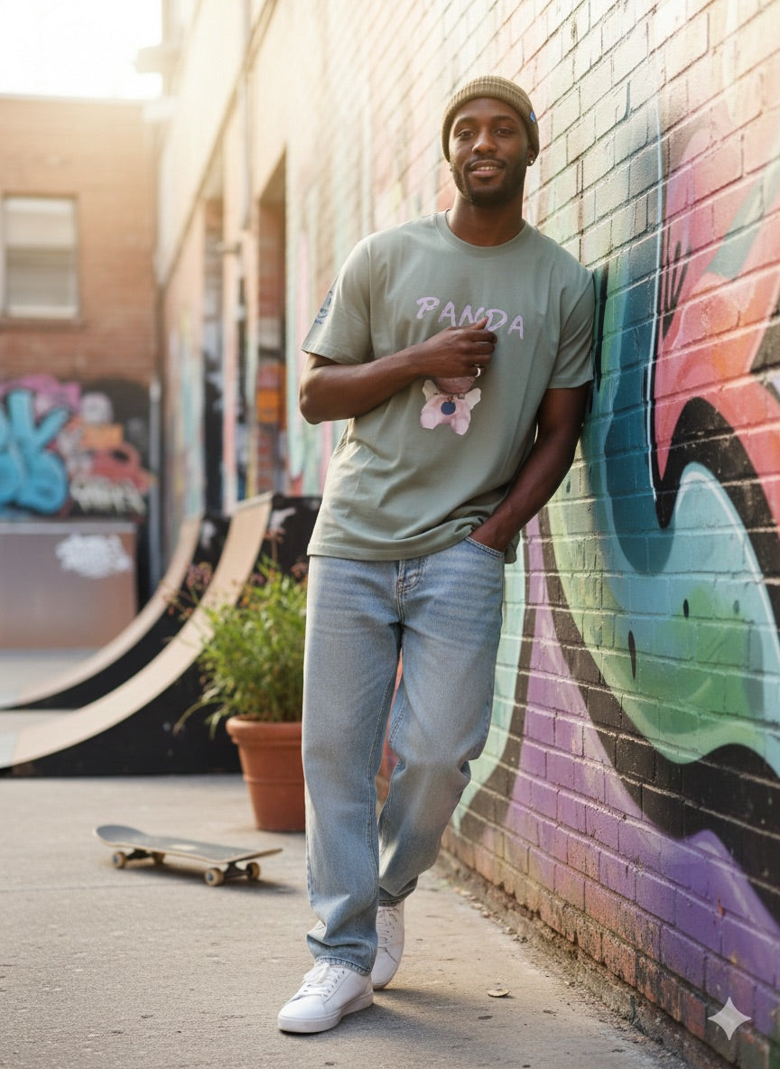 T-Shirt Panda RDEVIL - Vert Sauge Oversize XXXL