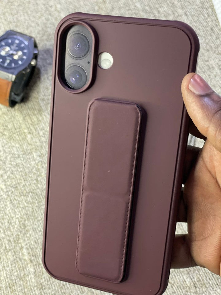 Pochette iPhone 16 Plus avec Support Intégré - Marron