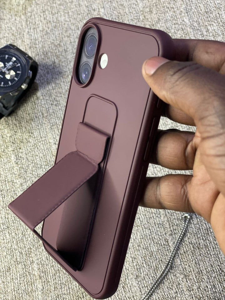 Pochette iPhone 16 Plus avec Support Intégré - Marron