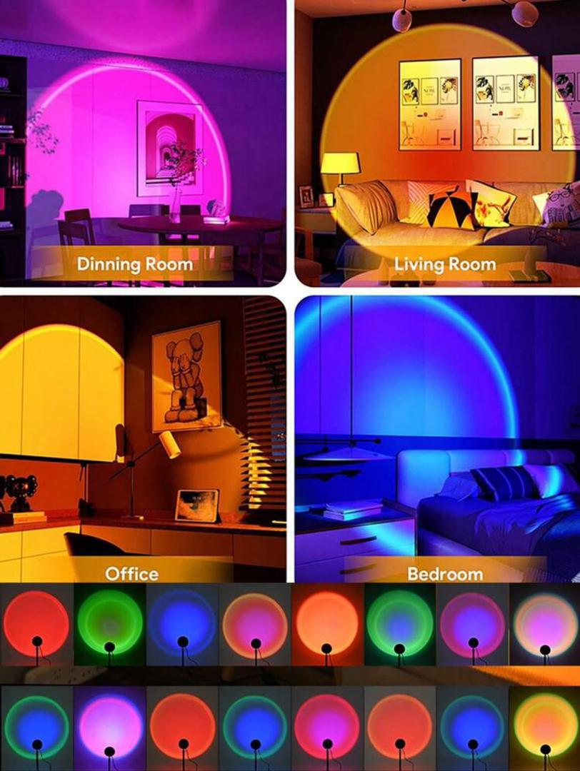 Lampe de Projection LED Multicolore avec Télécommande - Éclairage d'Ambiance Sunset