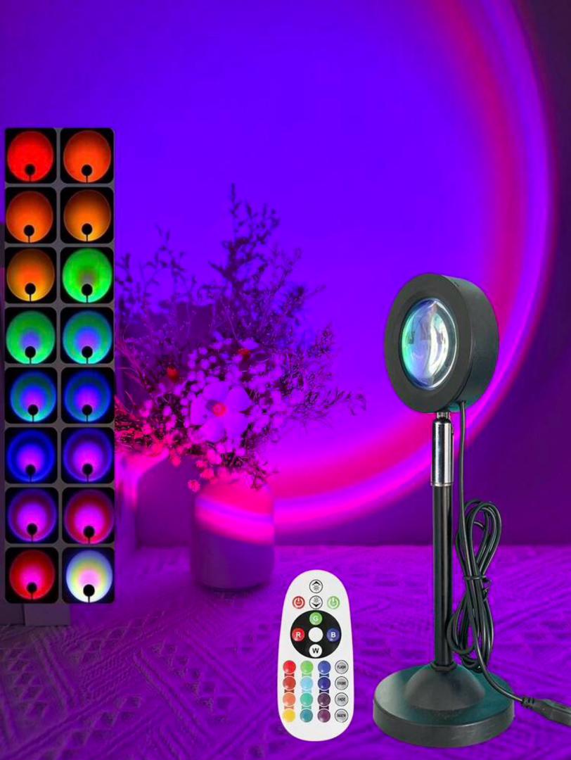 Lampe de Projection LED Multicolore avec Télécommande - Éclairage d'Ambiance Sunset