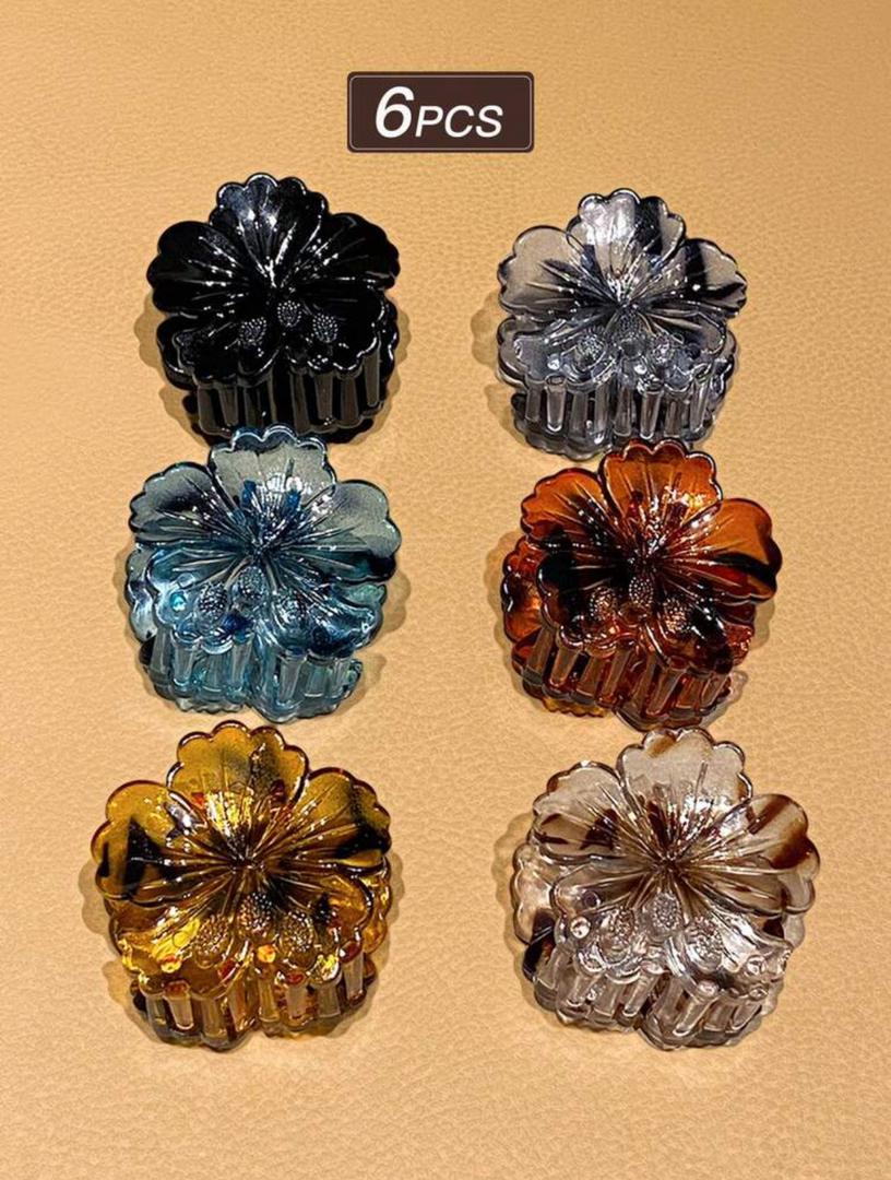 Pinces à Cheveux Fleur 3D - Set de 6 Couleurs Éclatantes