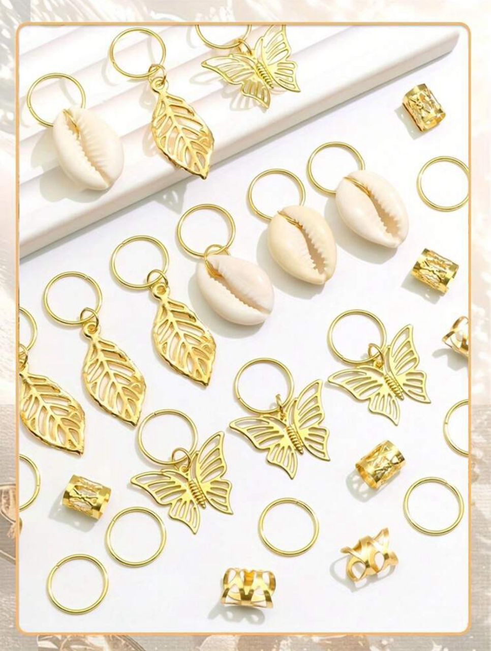 Boucles et Anneaux Cheveux Dorés - Set Complet Tresses et Locks