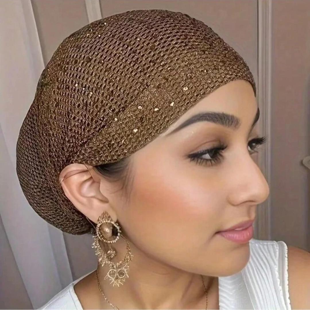 Bonnet Fashion Paillettes Doré - Style Élégant et Brillant